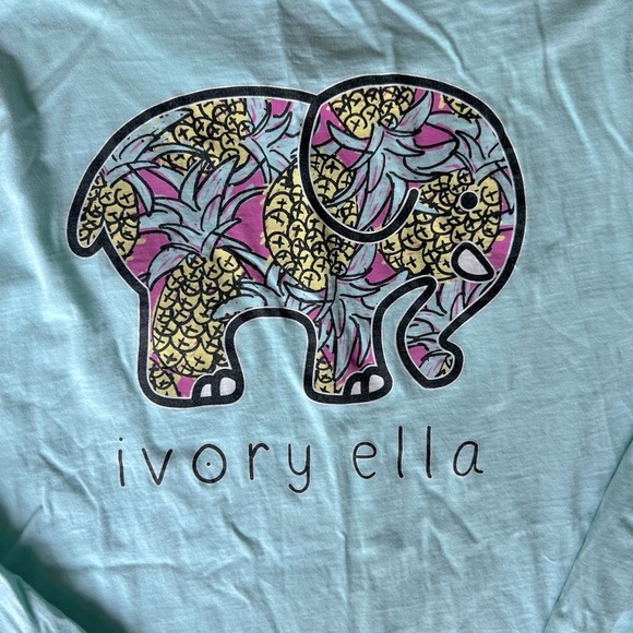IVORY ELLA pineapple print elephant graphic tee size M - Picture 4 of 14